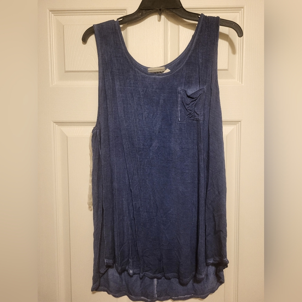 Allison Brittney Blue Tank Top with Strappy Back